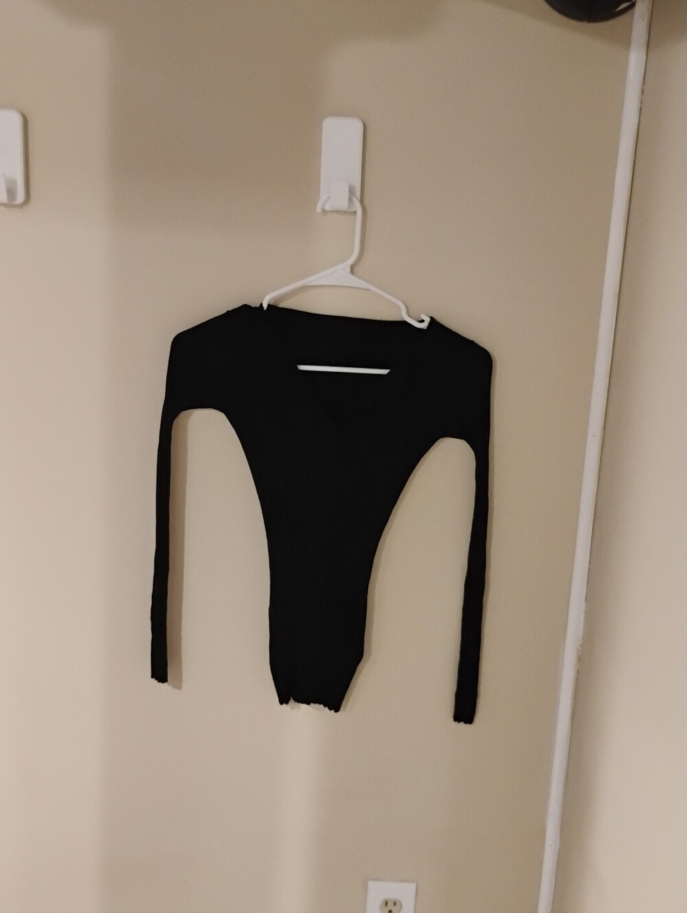 Toteme Ribbed Women's Black Notched Neckline Long Sleeve Top Sz XS